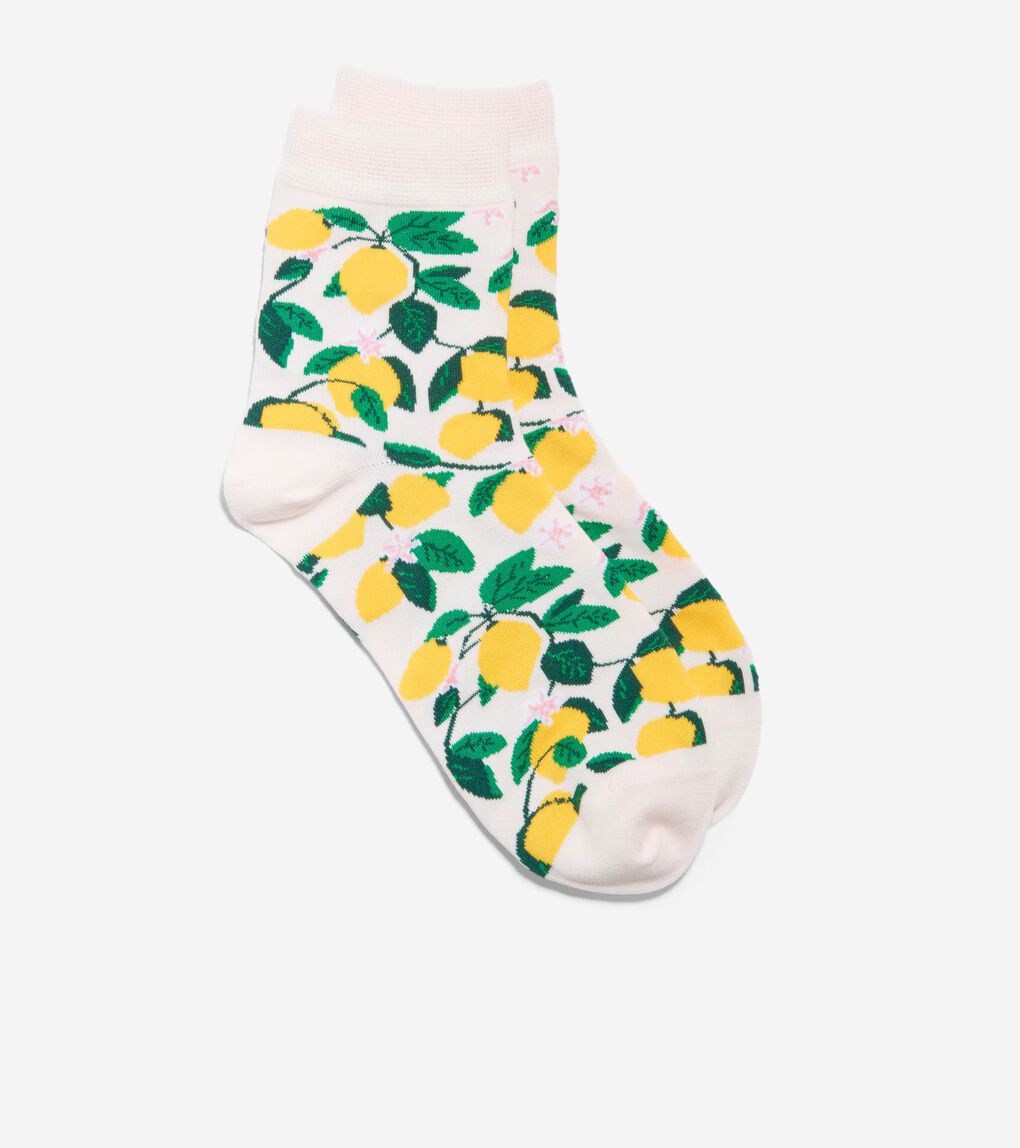 Women's Lemon Print Short Crew Sock 